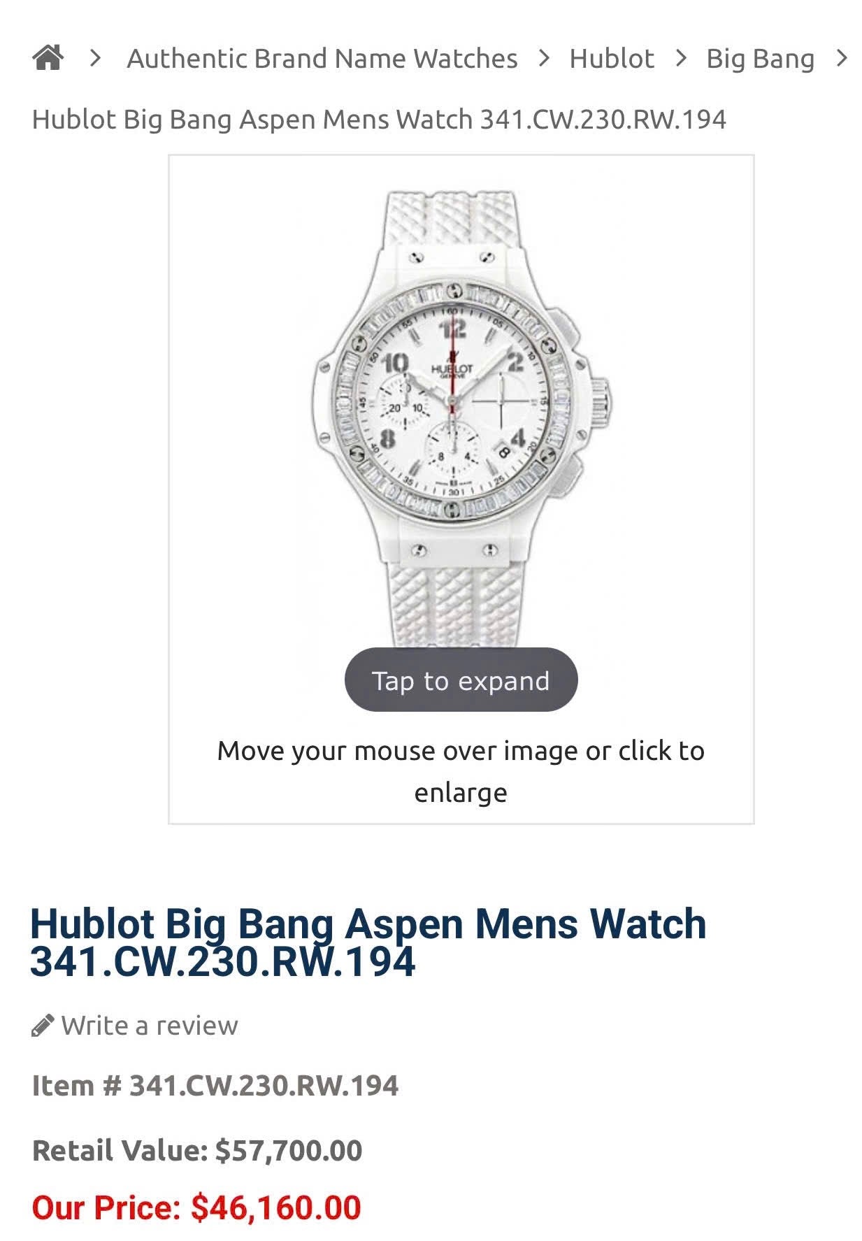 Đồng Hồ Hublot Bigbang Benzel Baguette Diamonds White Steel 41mm