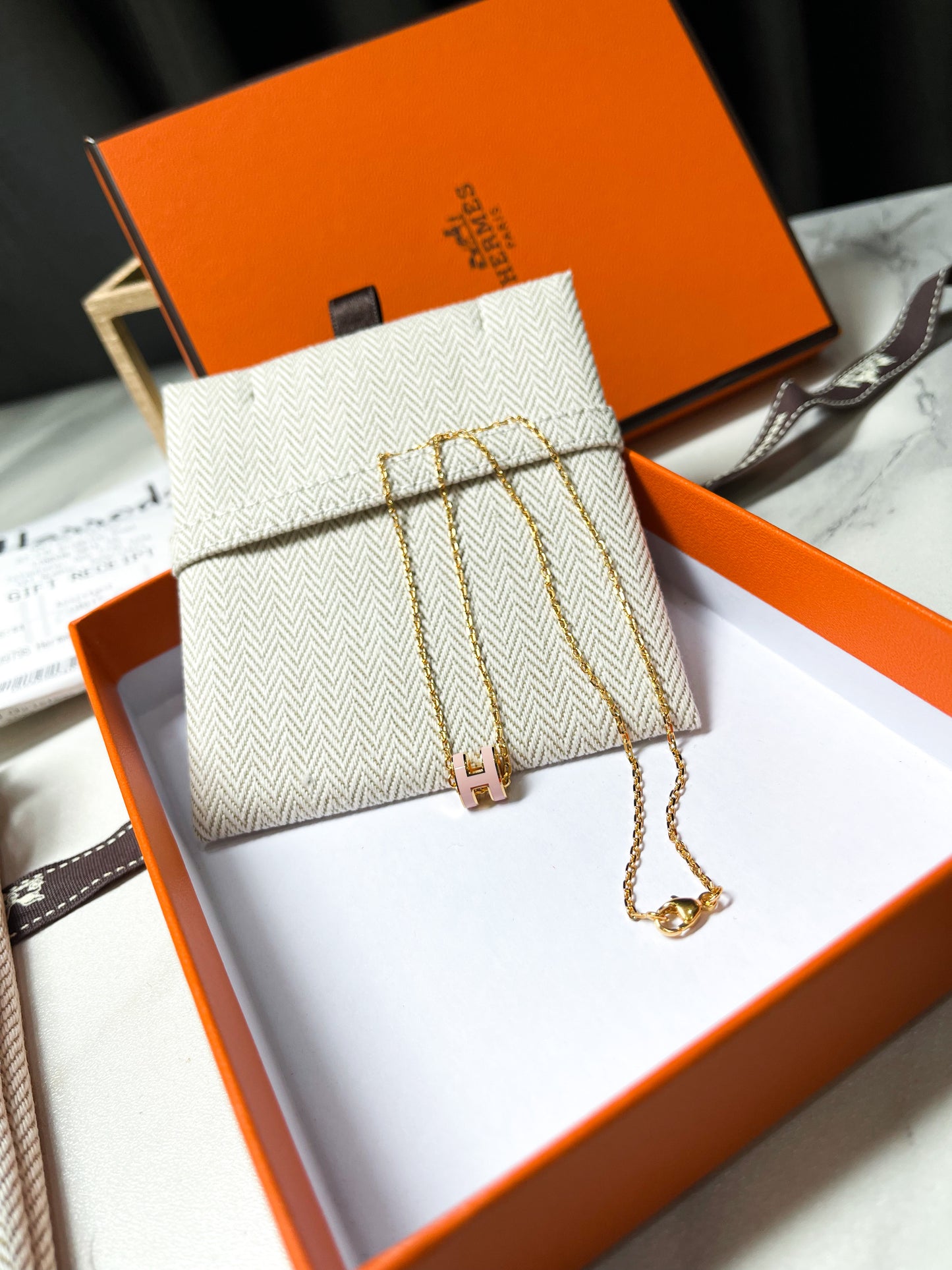 Vòng Cổ Hermes Mini Pop Màu Sakura