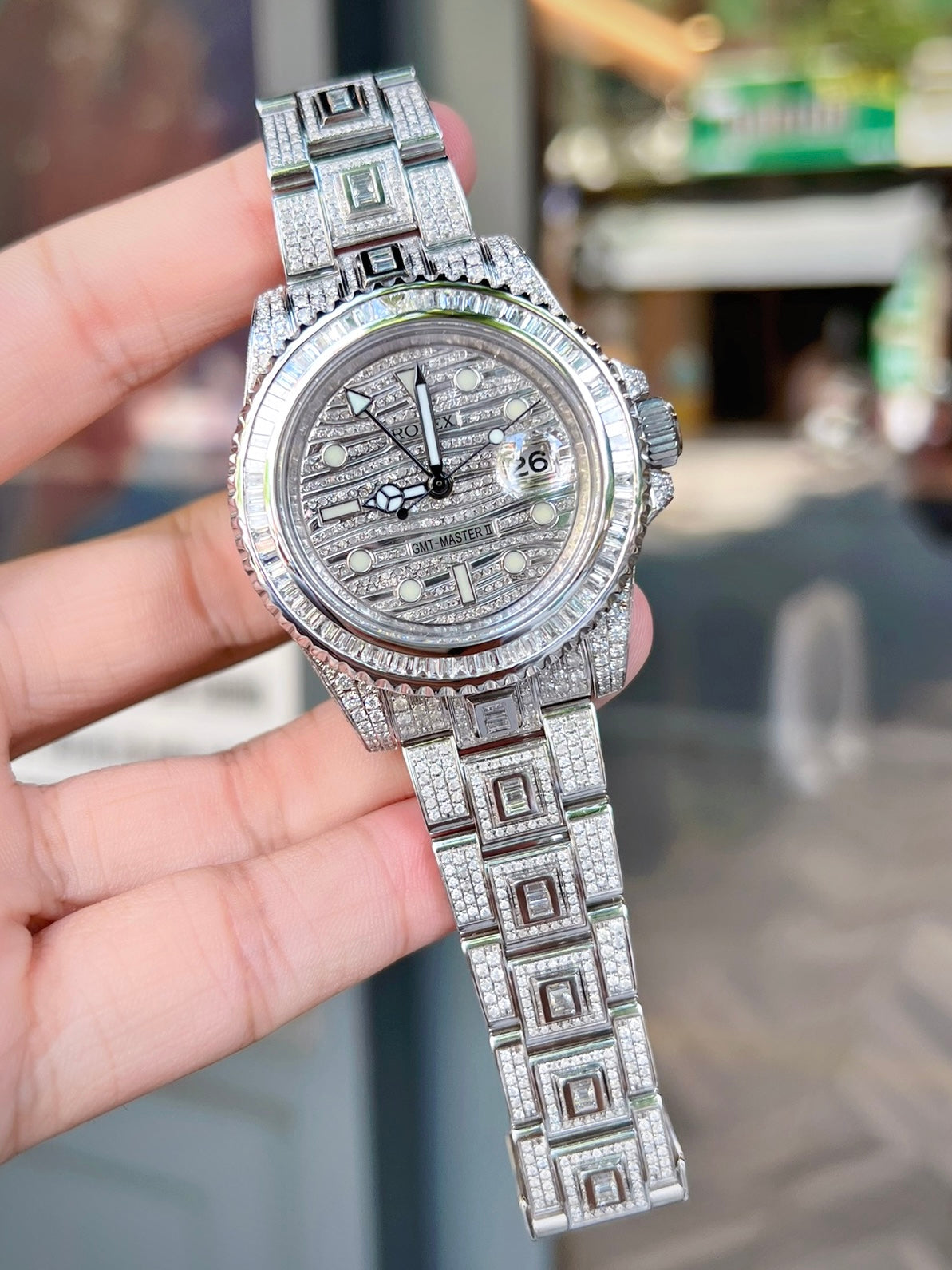 Đồng Hồ Rolex GMT Master 2 Custom Full Diamond