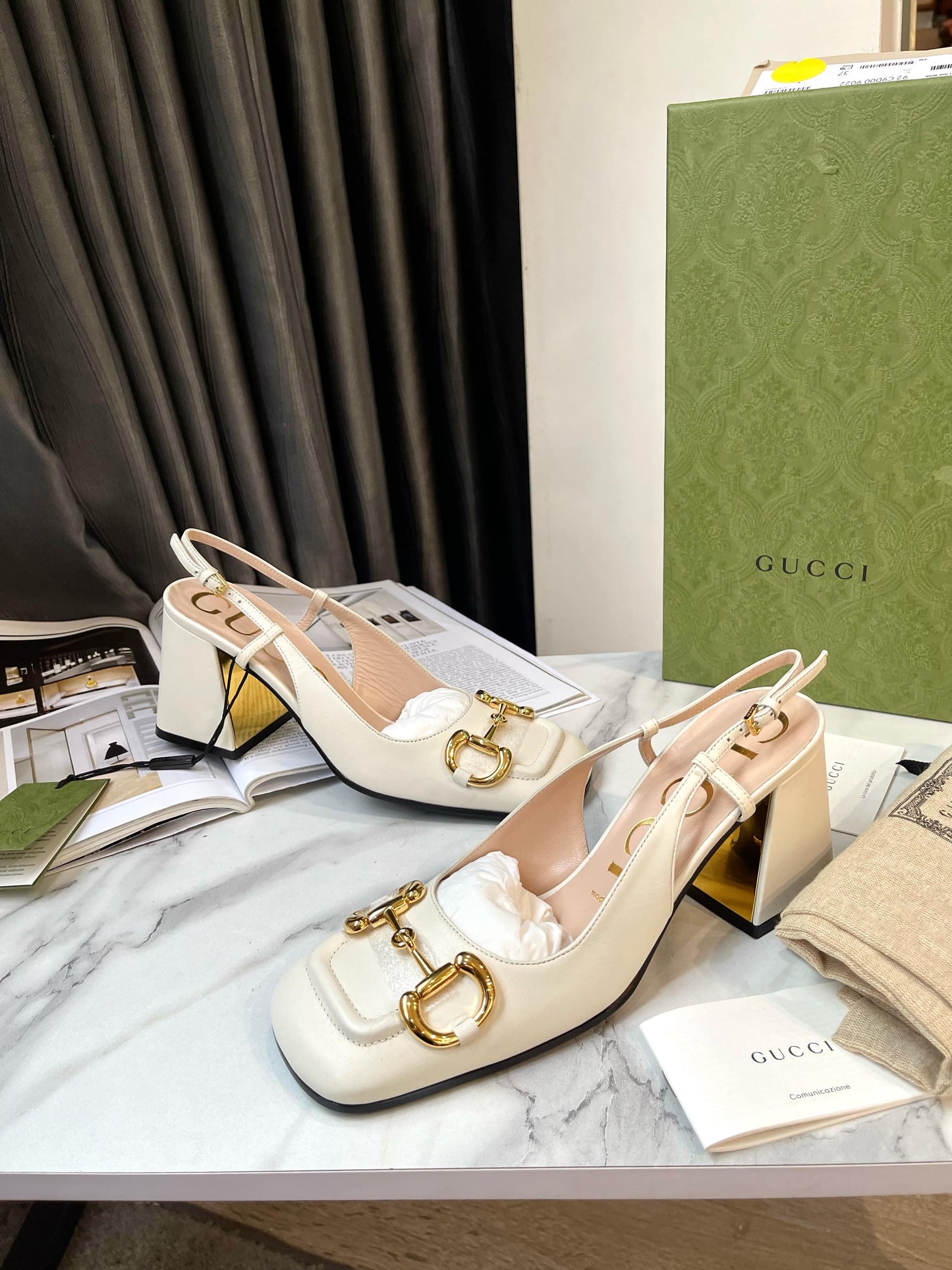 Slingback Gucci Trắng New Size 37