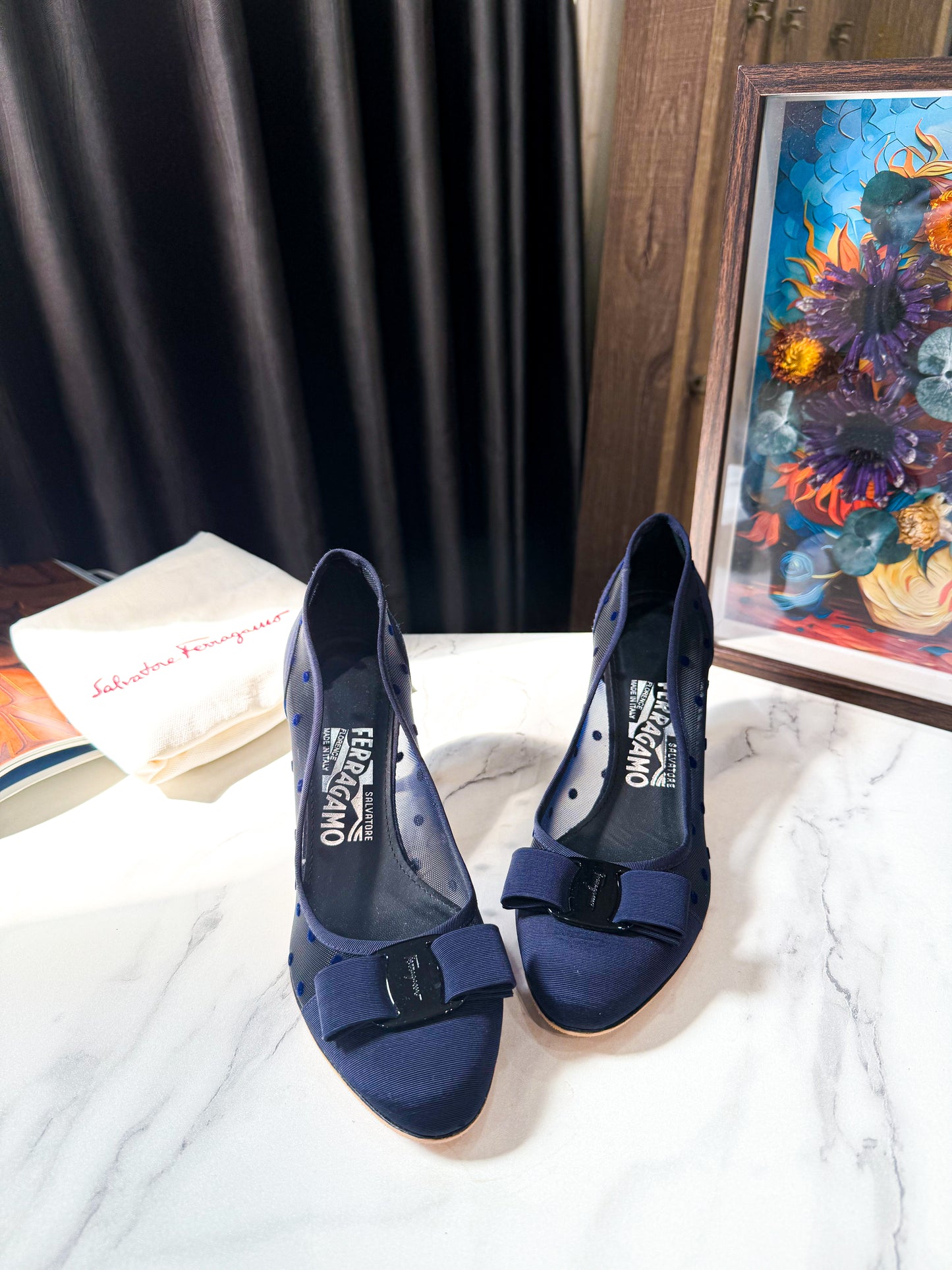 Giày Salvatore Ren Xanh Size 6