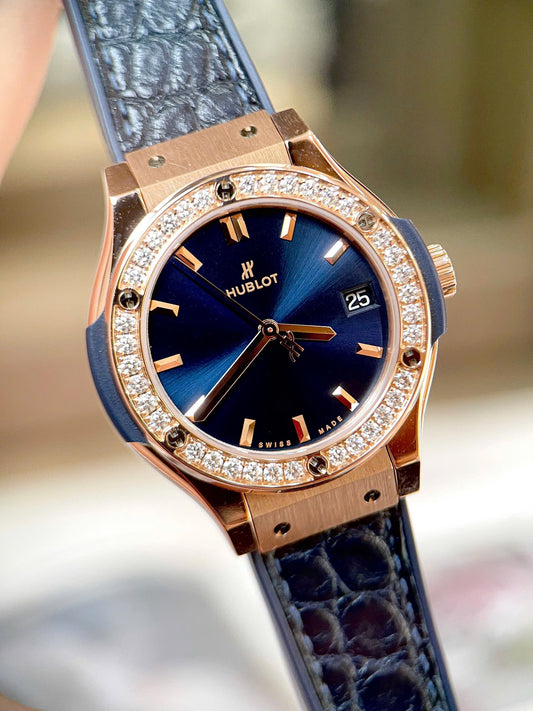 Đồng Hồ Hublot Classic Fusion 33mm King Gold Blue Kim zin