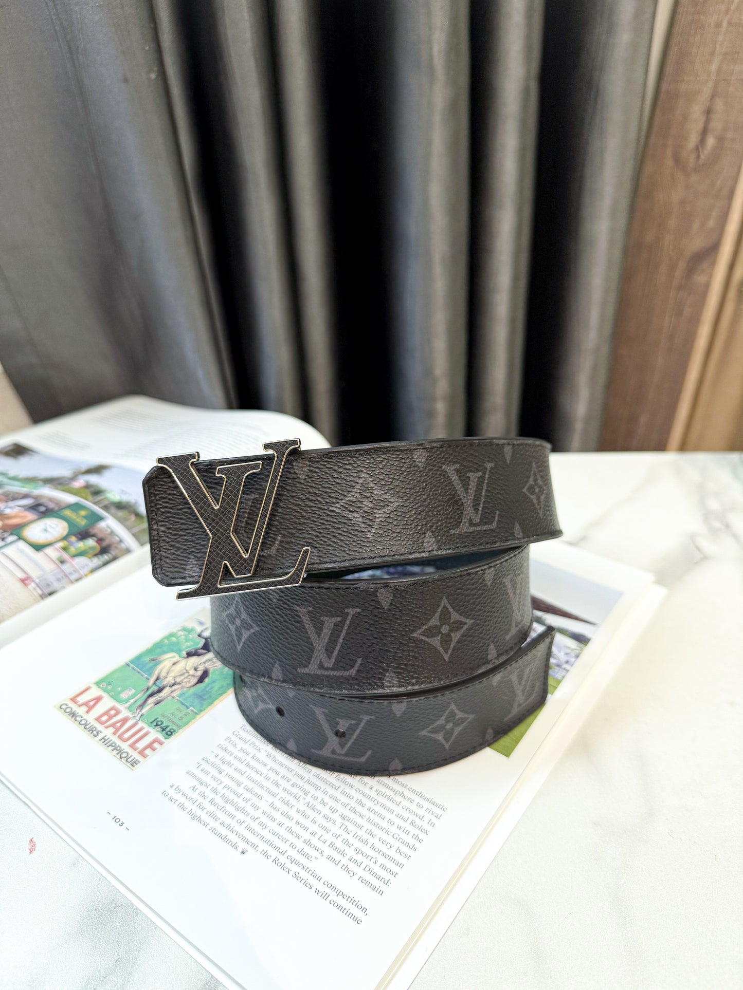 Belt LV Nam Size 85 2 Mặt