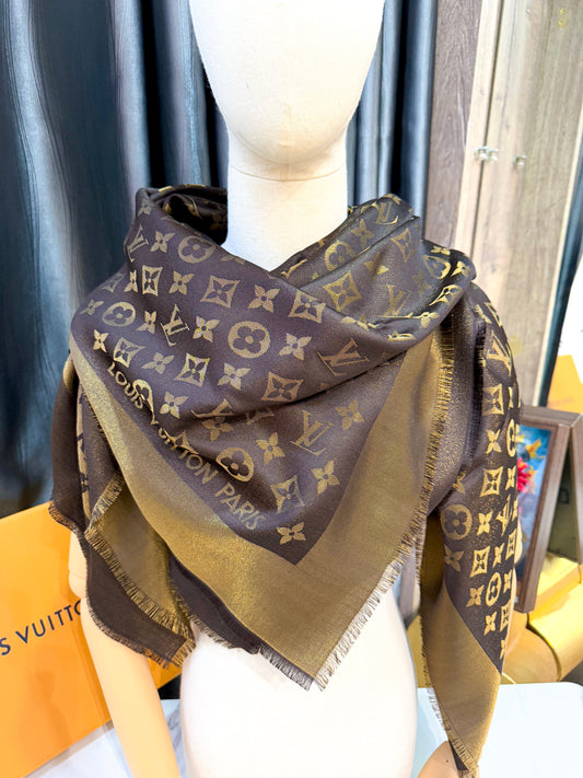 Khăn LV Ánh Kim Nâu 14-2