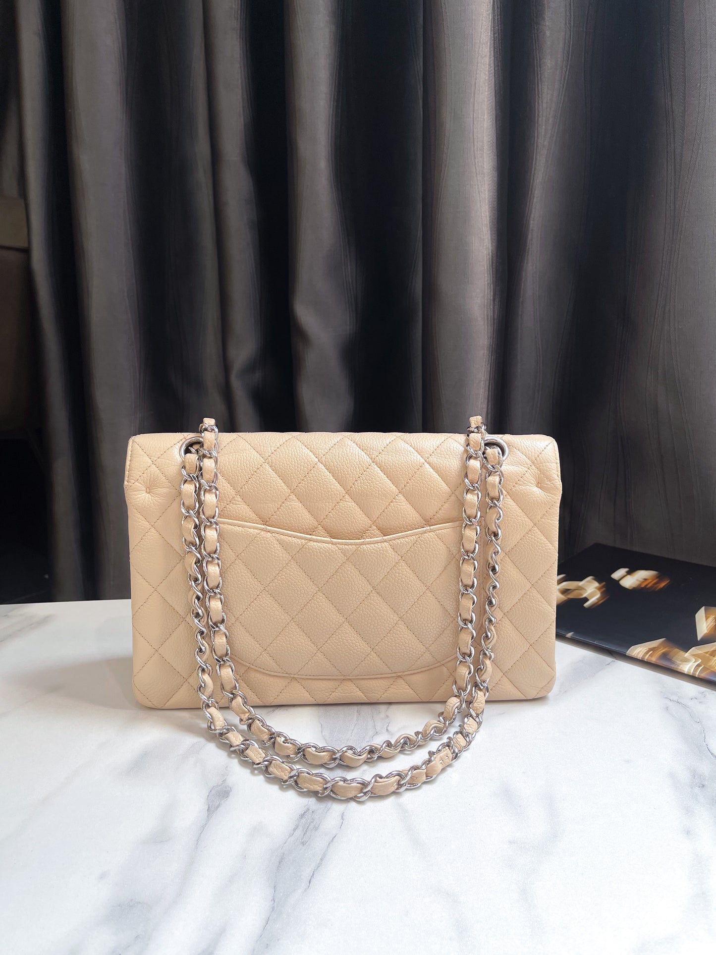 Chanel Classic Size M Caviar Begie