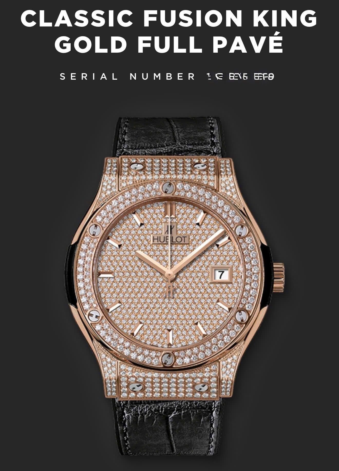 Đồng Hồ Hublot Classic Fusion King Gold Full Pave 42mm