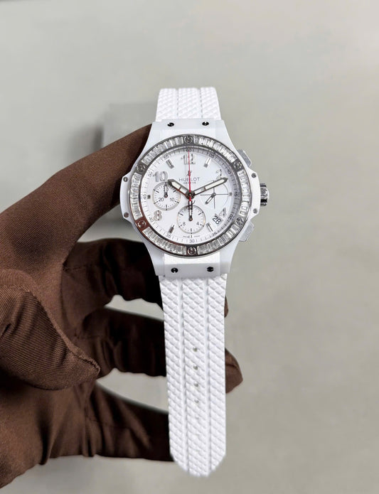 Đồng Hồ Hublot Bigbang Benzel Baguette Diamonds White Steel 41mm