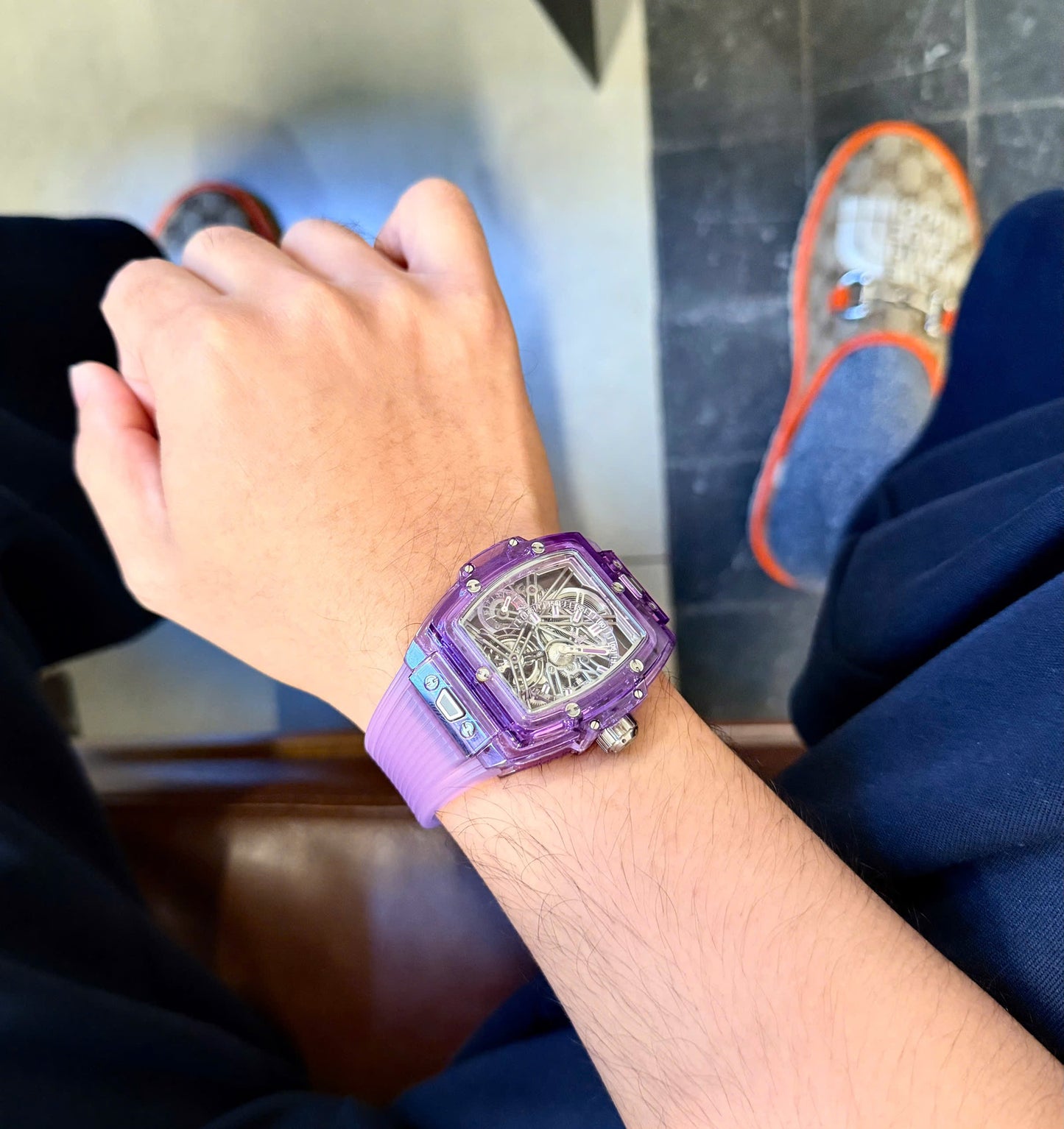 Đồng Hồ Hublot Spirit Of Bigbang Tourbillion Purple Sapphire 42mm trên tay